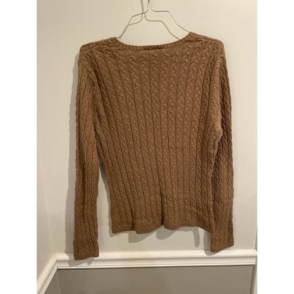 Talbots Brown Pullover Cable Knit V Neck sweater size medium - Picture 6 of 6